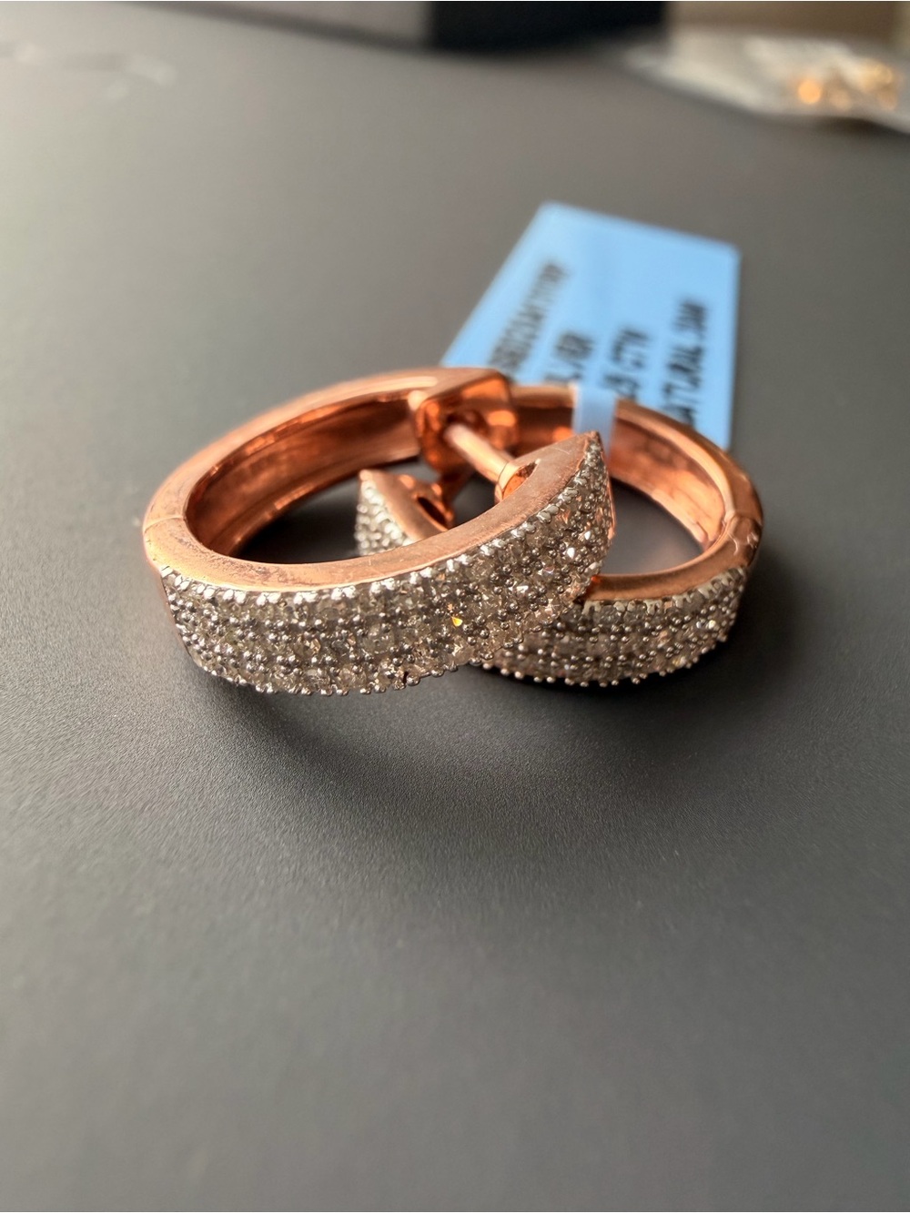 Rose Gold Natural Diamond Pavé Huggies Earrings